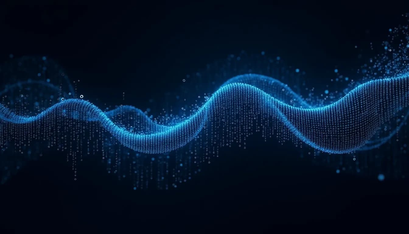 Futuristic digital wave with bubbles